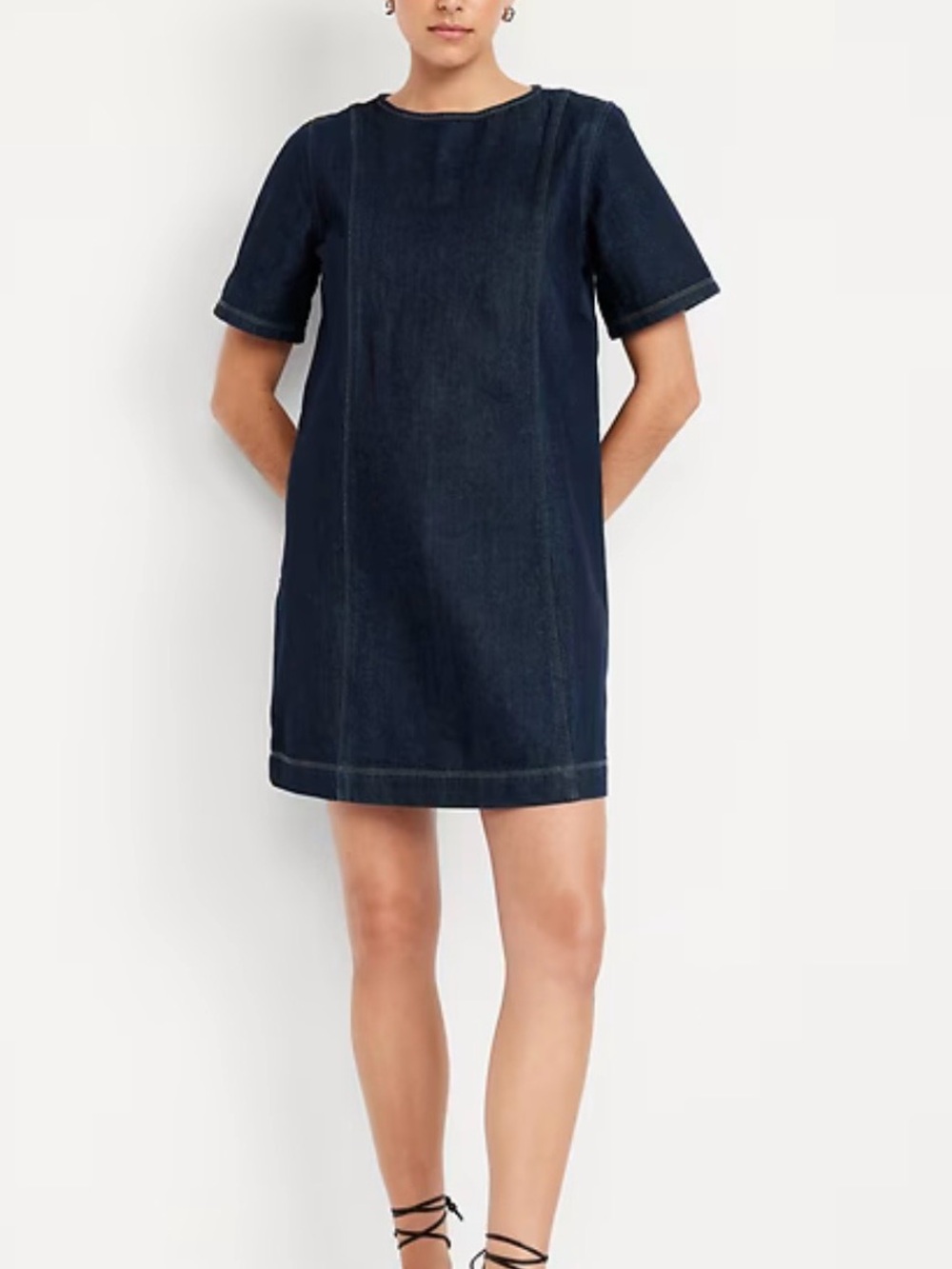 🌑 ON Classic Dark Blue Denim Mini Dress